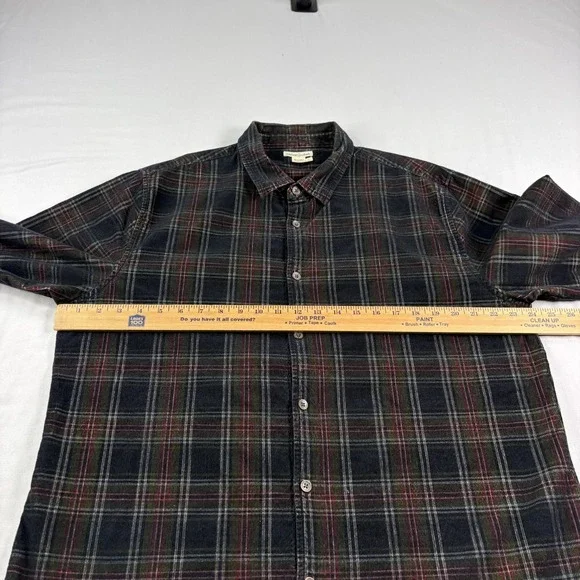 Carbon 2 Cobalt Corduroy Shirt Mens Large Plaid Button Up Long Sleeve - Picture 4 of 8